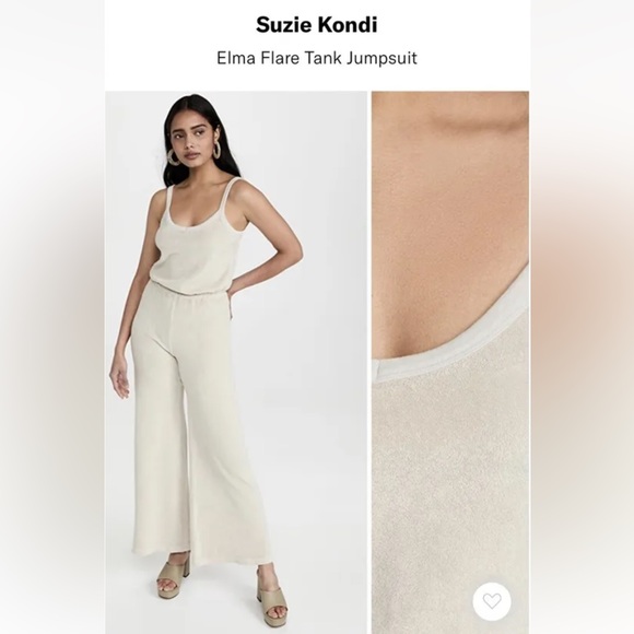 Suzie Kondi L Large Elma Flare Tank Jumpsuit Petra Oatmeal Terrycloth - Picture 3 of 8